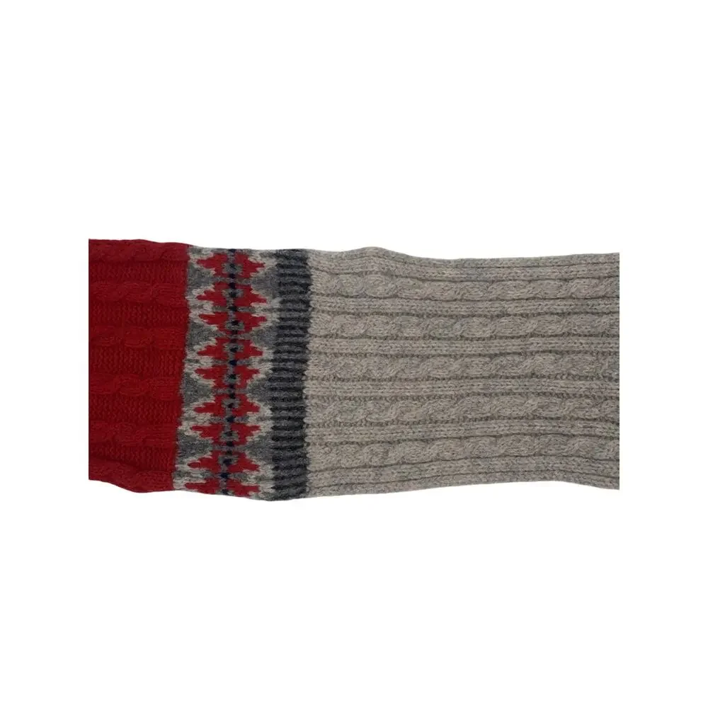 Vintage Gap 100% Lambswool Red Gray Scarf 73” X 8” Winter Holiday